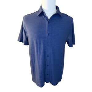 NEW Vince Button-Up Shirt Soft Knit‎ Casual Short Sleeve Blue Mens Size Small